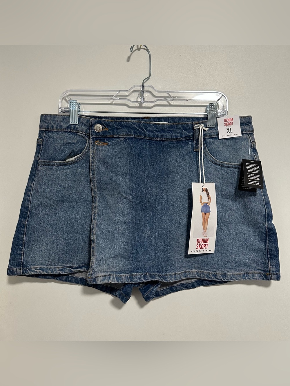 Celebrity Pink Blue Denim Skort with Built-In Shorts - XL